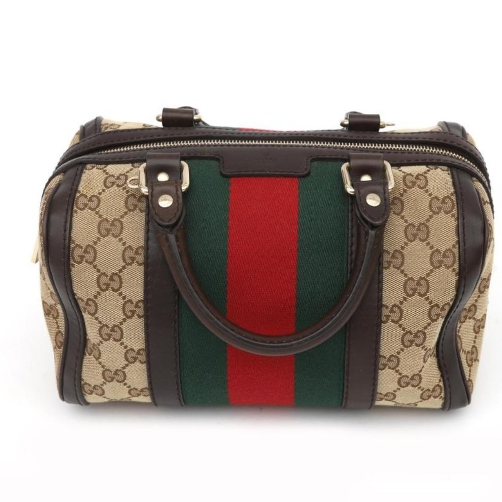 Gucci GG Canvas Small Web Boston Bag
